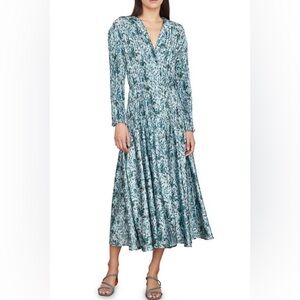 Vince Berry Blooms Midi Pleated Shirt Dress Size L